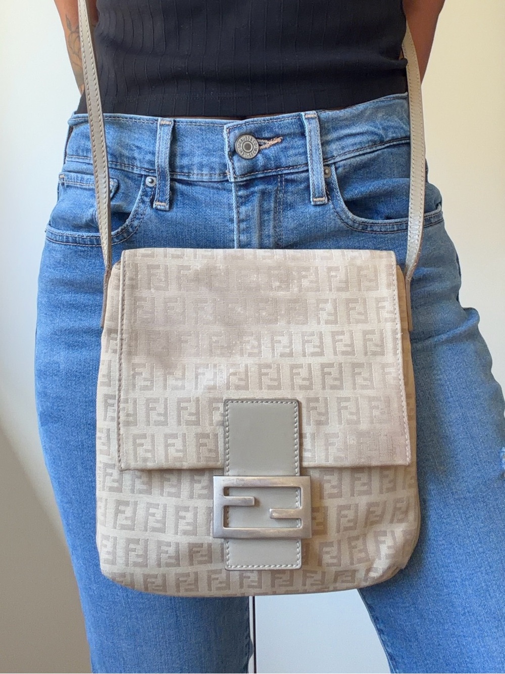 Fendi Zuccchino 8BT075 Sling Shoulder Crossbody Bag